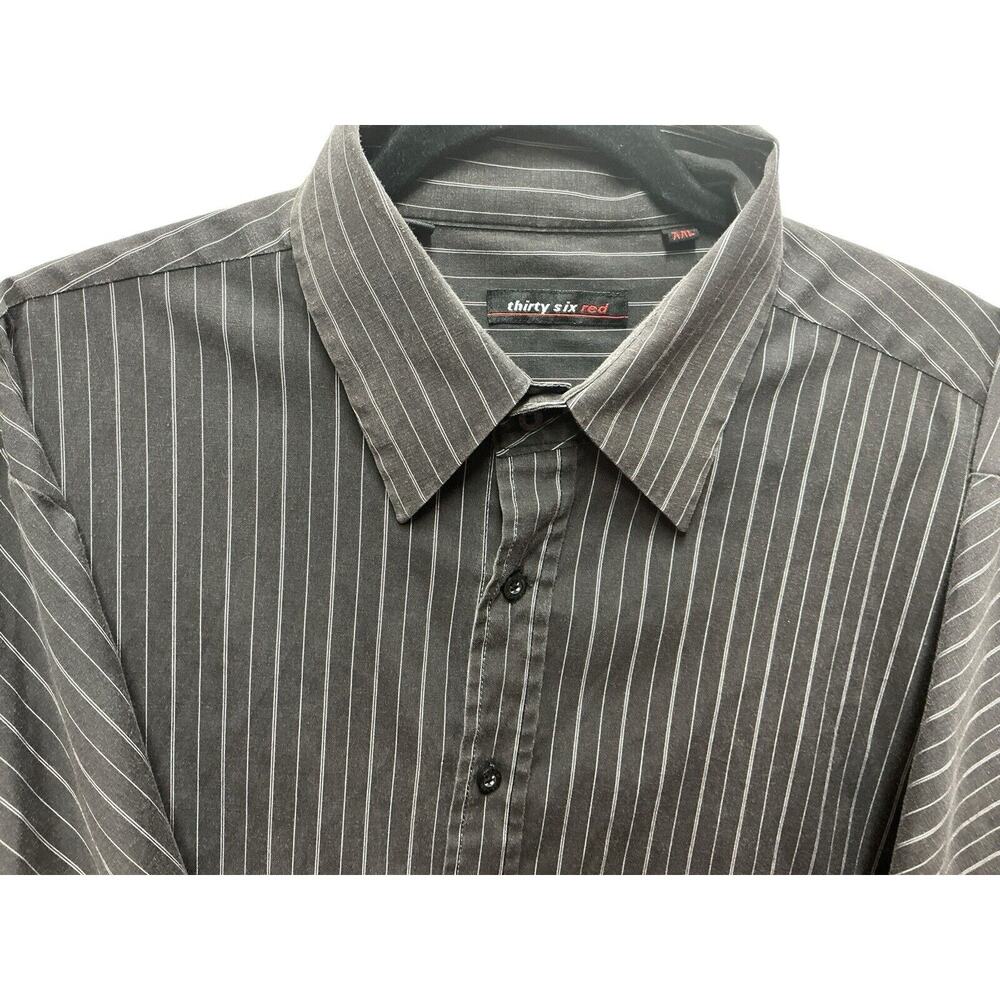 Thirty Six Red Shirt Mens XXL Button Up Long Sleeve Striped Gray Shirt - Picture 4 of 11